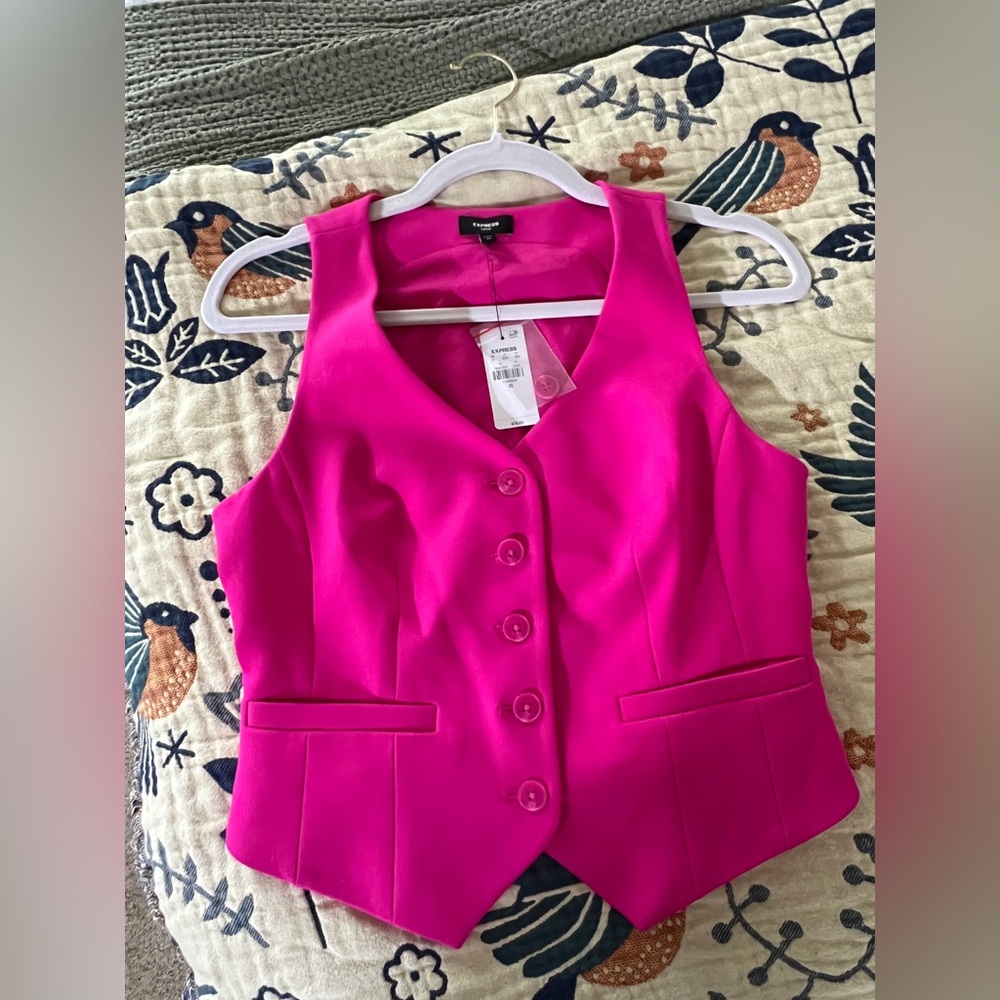 Express Fuchsia Button-Up Vest